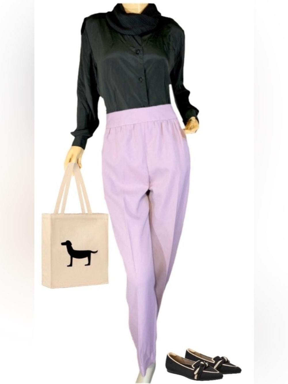 VINTAGE FEELIN' JAZZIE 1980'S DUSTY PURPLE HIGH WAIST STRAIGHT LEG TROUSERS (12)